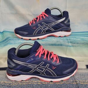 Asics Navy and Pink Women's Sneakers
